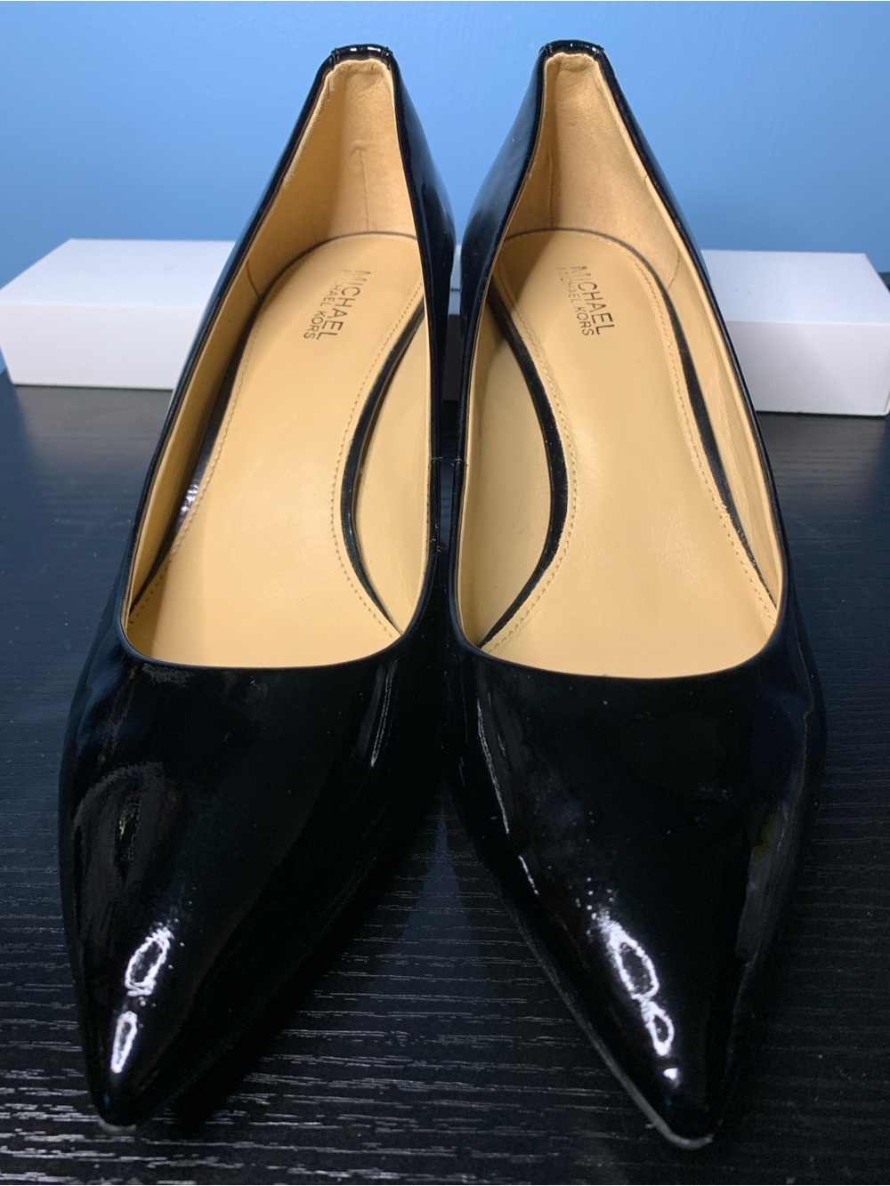 Michael Kors Black Patent Leather Kitten Heels